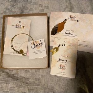 Sseko brave bracelet- brass and three charms